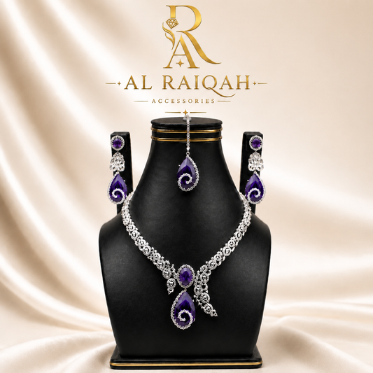 Amethyst & Diamond Bridal Jewelry Set