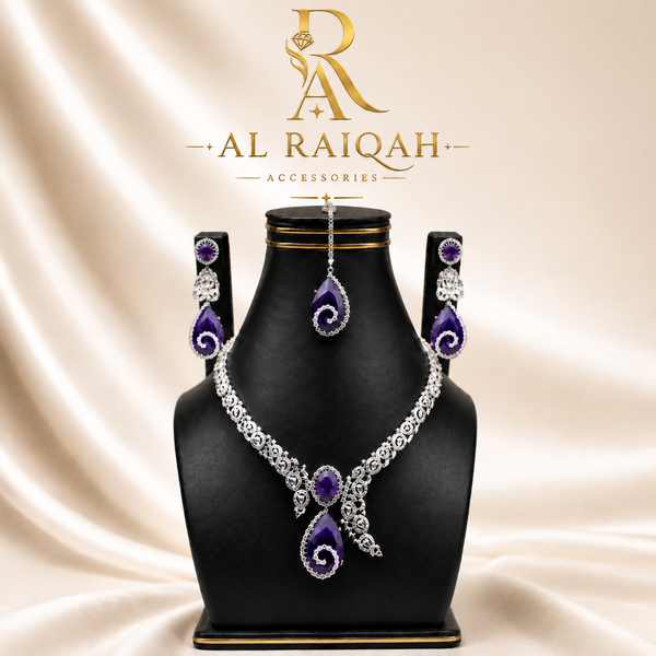 Amethyst & Diamond Bridal Jewelry Set