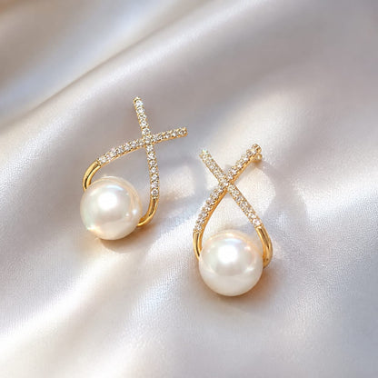 Pearl Cross Elegance Earrings