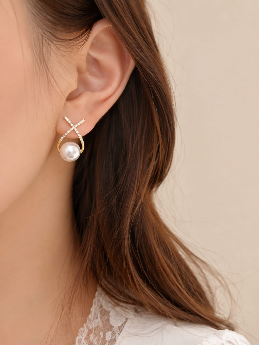 Pearl Cross Elegance Earrings