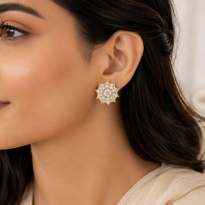 Radiant Bloom Gold Crystal Earrings