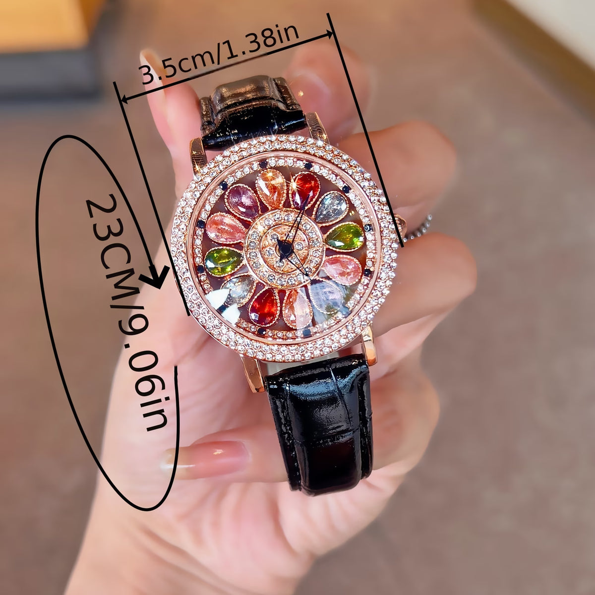 Aurelia™ Rotating Crystal Dial Women’s Watch – Multicolor Luxury Edition
